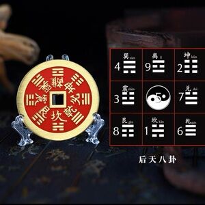 Shan Gui Hua Coin Pendant – Traditional Mountain Spirit Talisman with Bagua